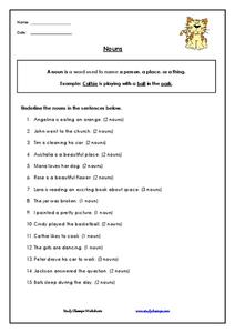 nouns worksheet high school