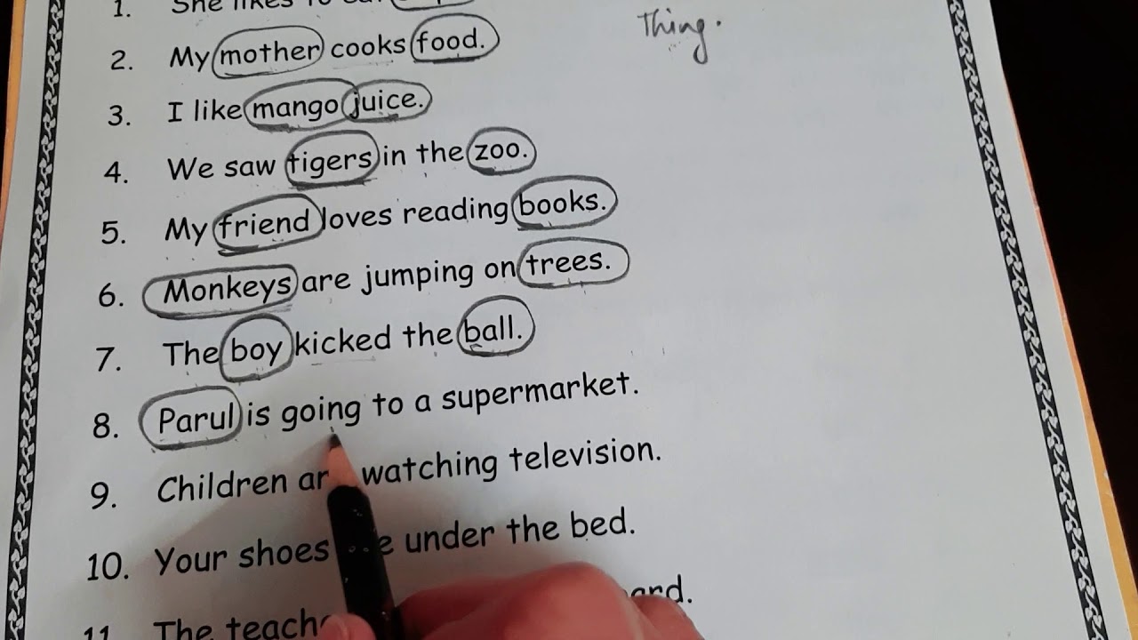 nouns worksheet highlight