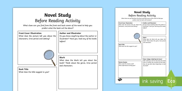 Novel Pre-Reading Worksheet | English Resources - Twinkl