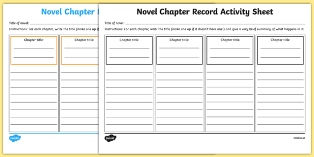 Novel Chapter Record Worksheet / Worksheet-Irish, worksheet