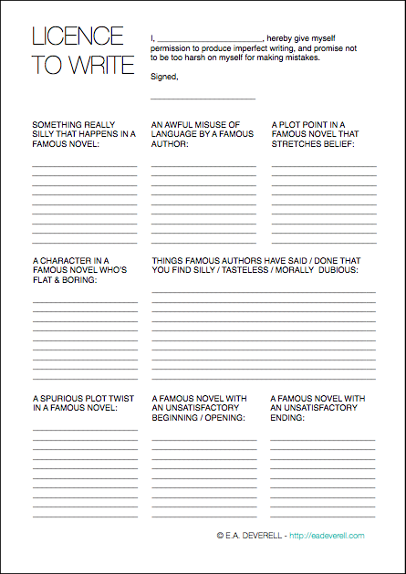 Licence to Write (Writing Worksheet Wednesday)