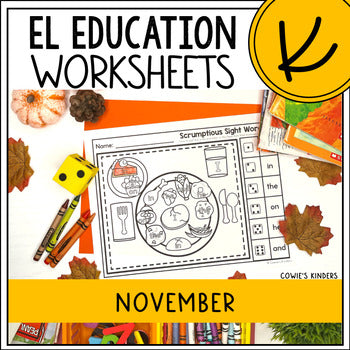 EL Education Kindergarten Worksheets | November - Cowies Kinders Shop