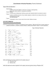 nuclear reactions worksheet 4 section