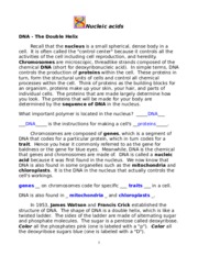nucleic acids dna the double helix worksheet answers