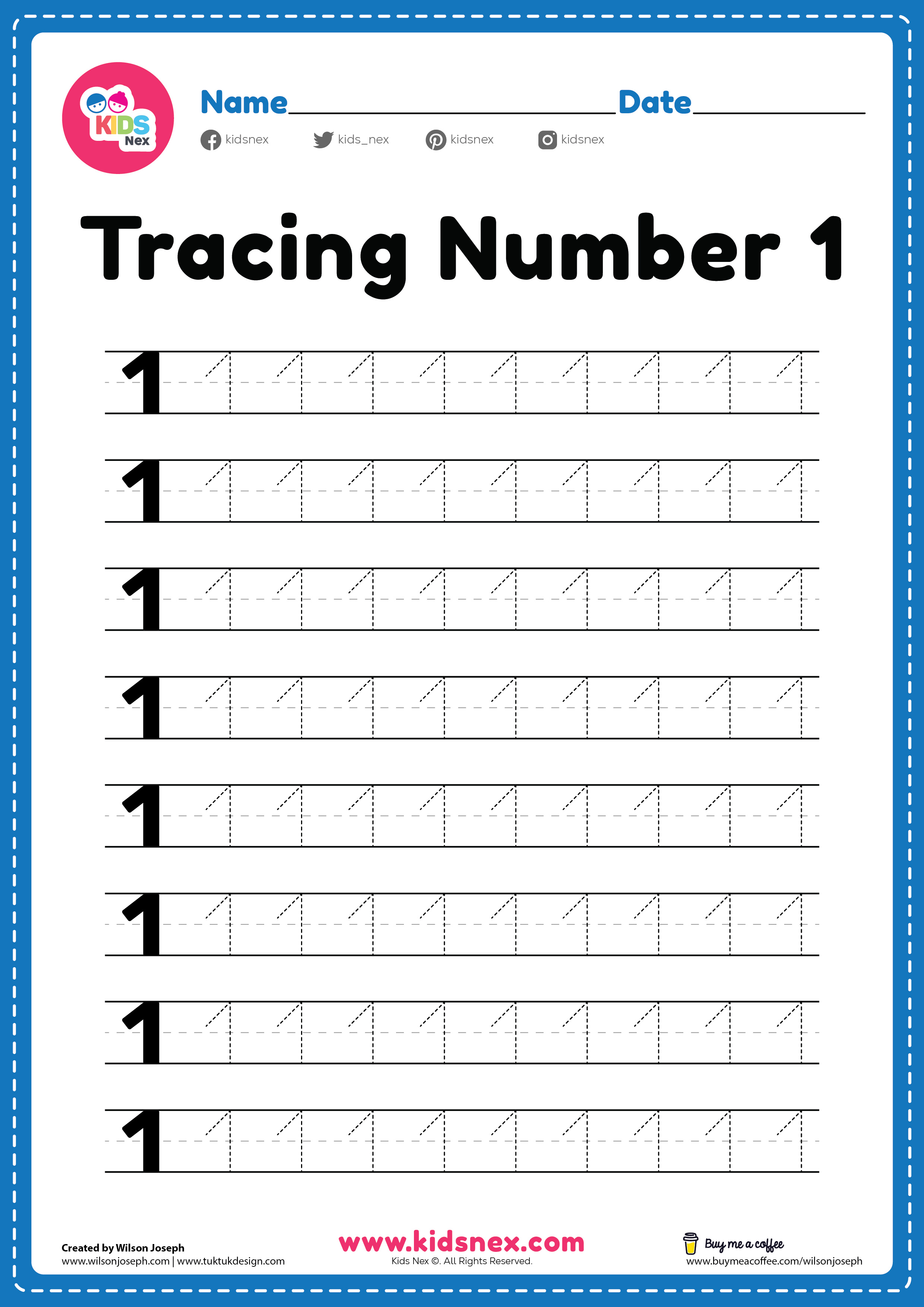 number 1 printable worksheet
