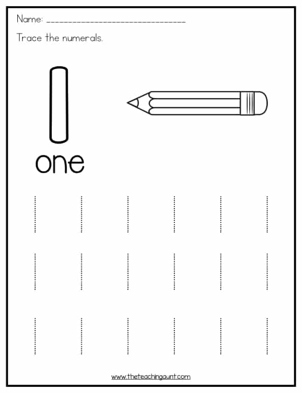 number 1 printable worksheet