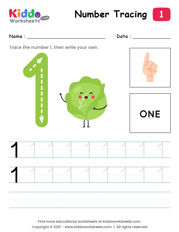 number 1 tracing worksheet for preschool