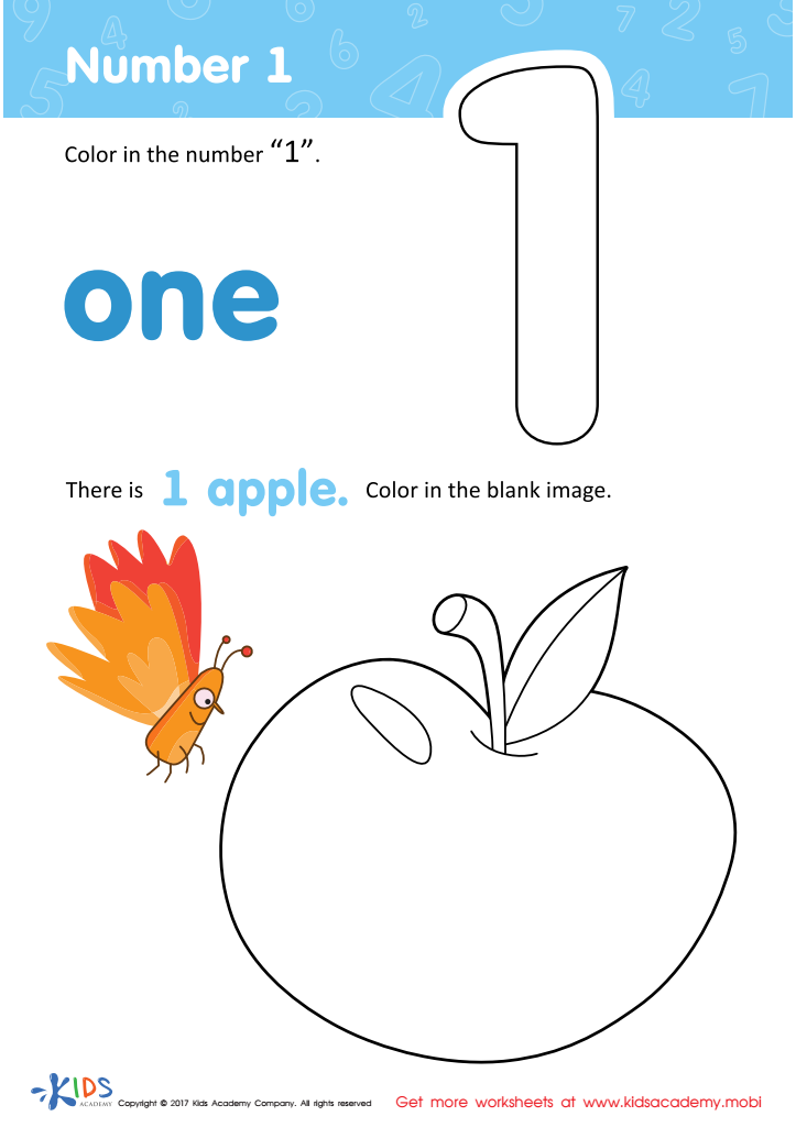 number 1 worksheet for toddlers