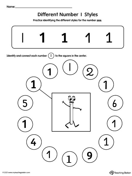 Number 1 Variations Worksheet | MyTeachingStation.com