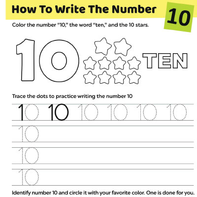 number 10 preschool worksheet