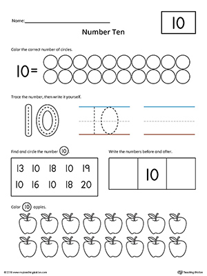 number 10 preschool worksheet