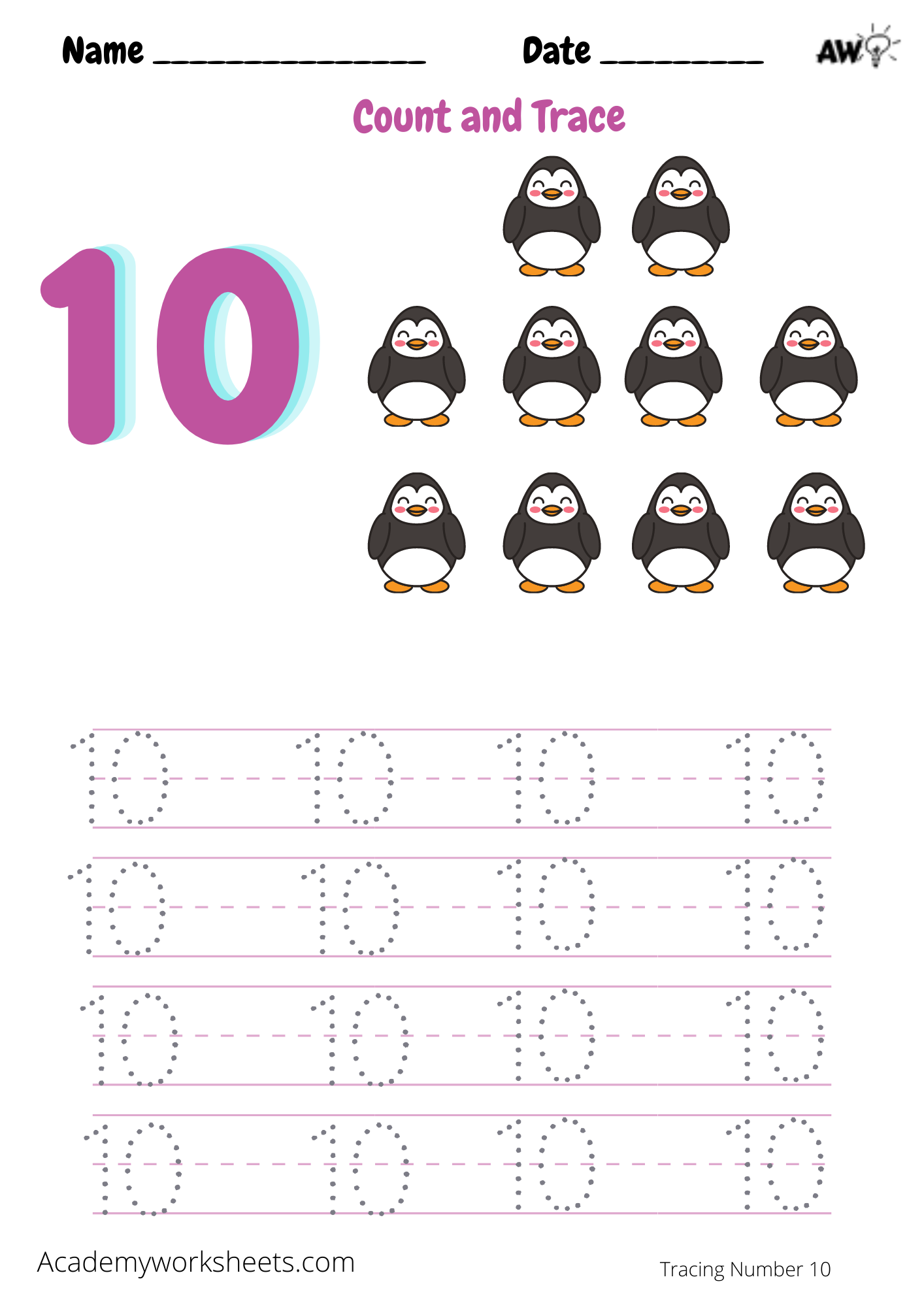 tracing the number 10 Archives - Academy Worksheets