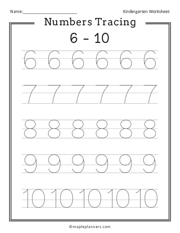 number 10 tracing worksheet