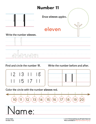 number 11 preschool worksheet