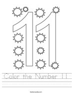 number 11 worksheet for preschoolers