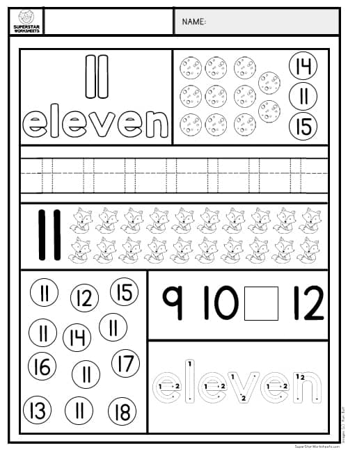 number 11 worksheet for preschoolers