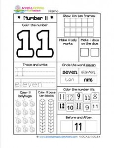 number 11 worksheet for preschoolers
