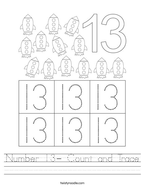 number 13 worksheet for preschoolers
