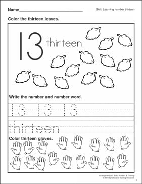 Learning Number Thirteen: Kindergarten Basic Skills (Numbers ...