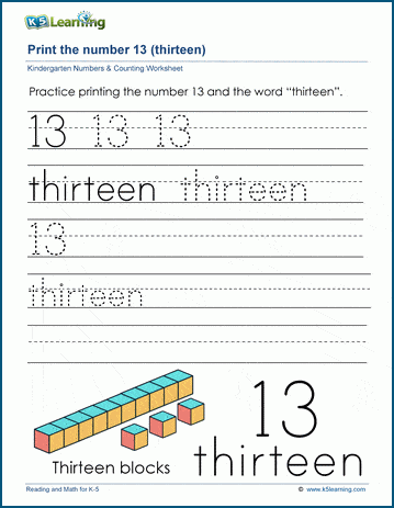 number 13 worksheet for preschoolers