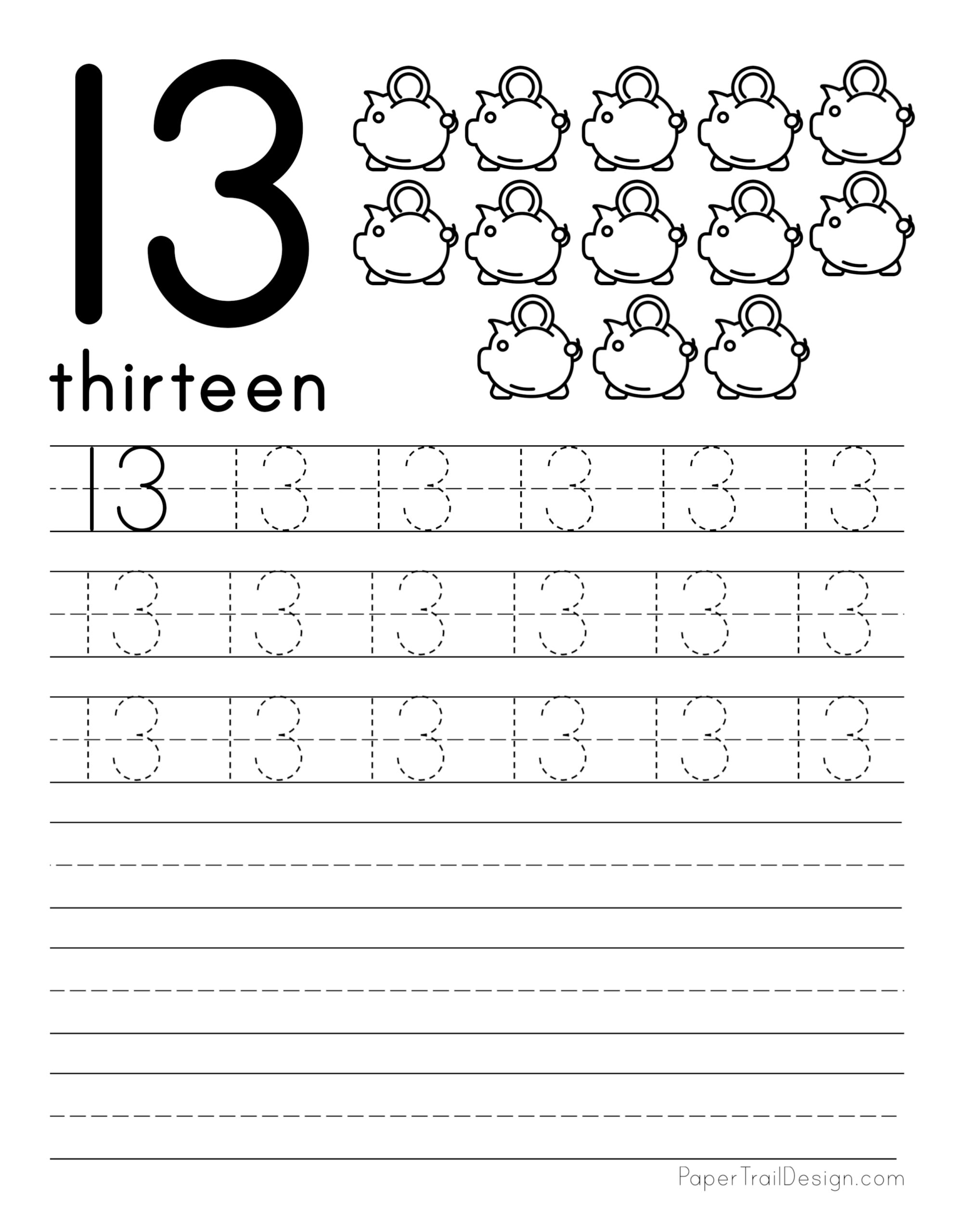 number 13 worksheet for preschoolers