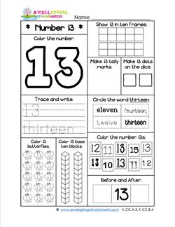 number 13 worksheet for preschoolers