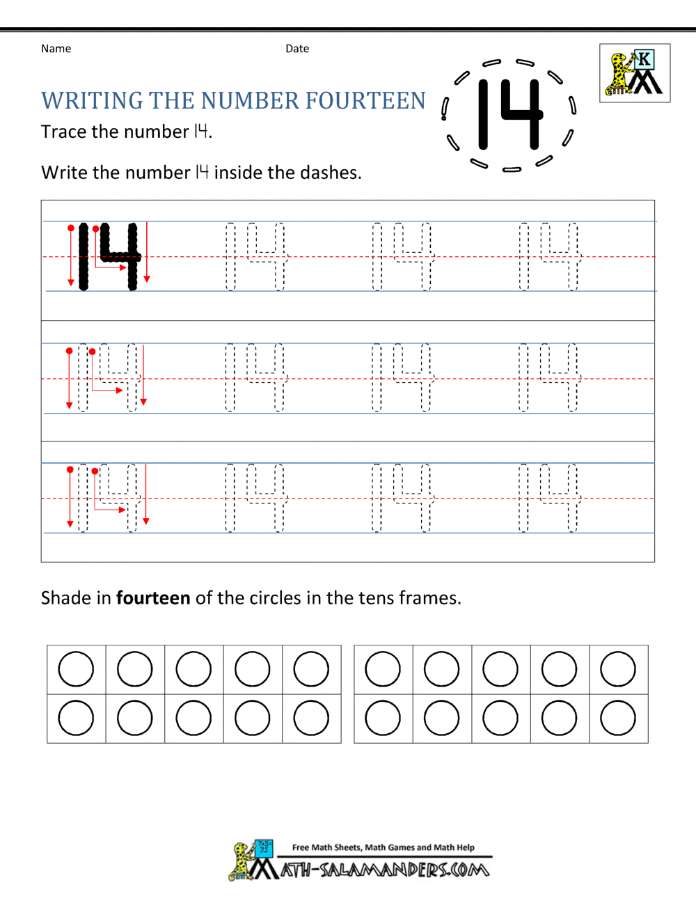 Kindergarten Writing Worksheets - Numbers to 11 to 20