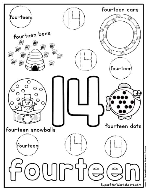 number 14 worksheet for preschool