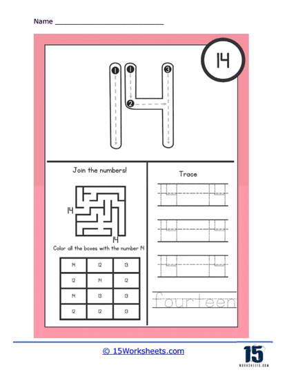 number 14 worksheet for preschool