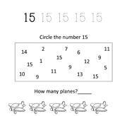 number 15 worksheet for preschool