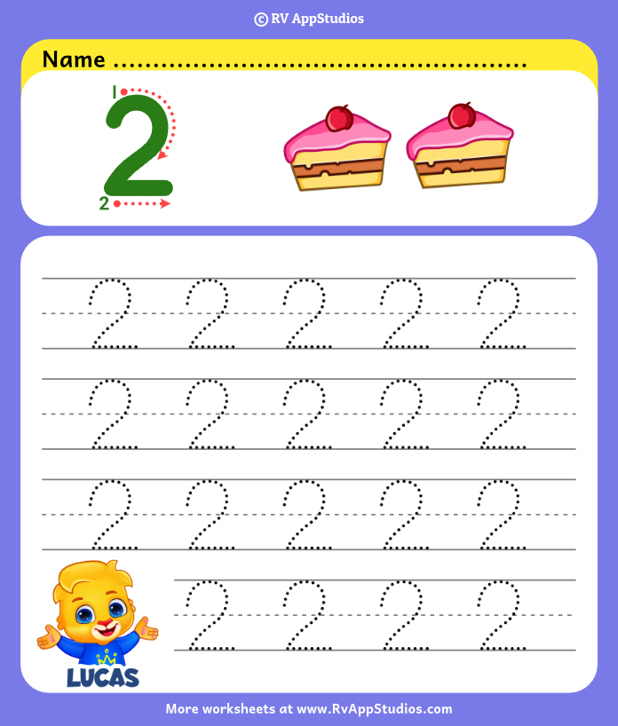 number 2 tracing worksheet