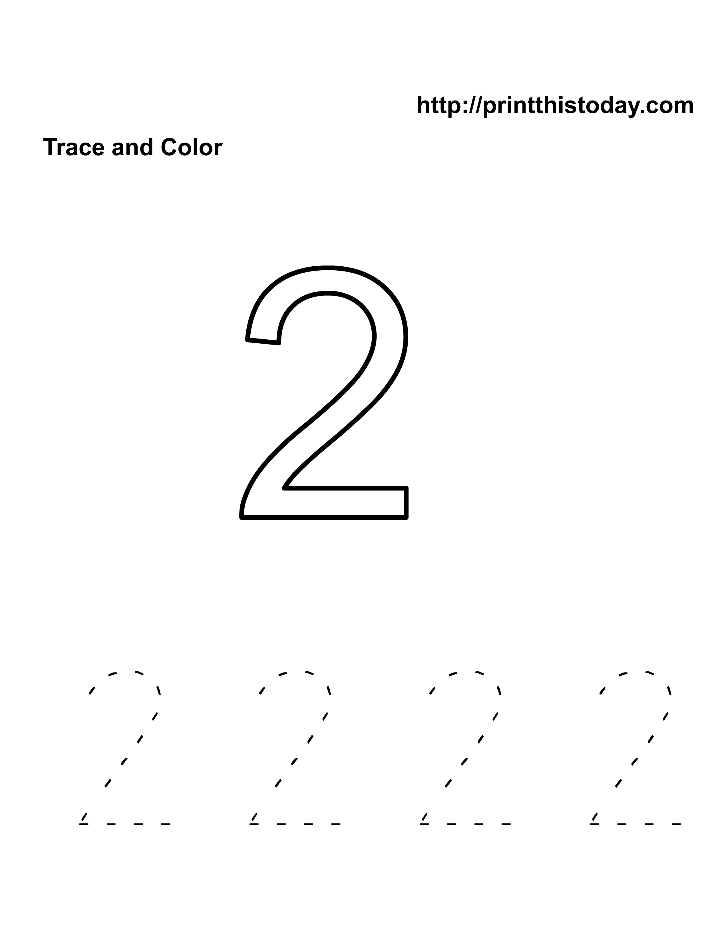 number 2 worksheet for preschoolers