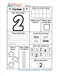 number 2 worksheet preschool