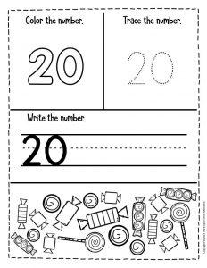 number 20 worksheet for preschool