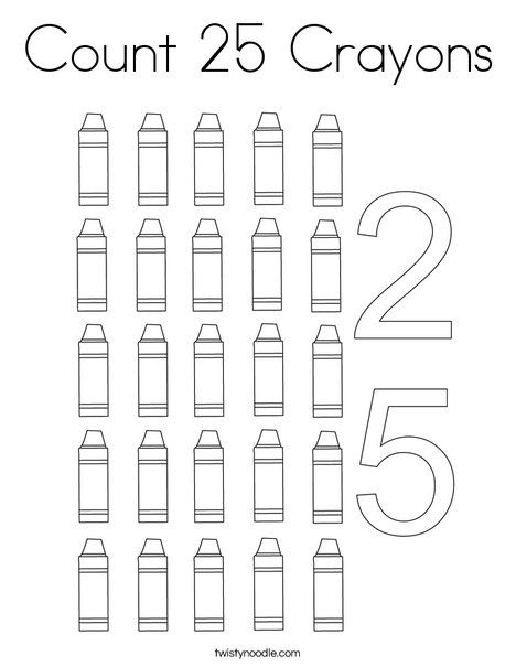 Count 25 Crayons Coloring Page