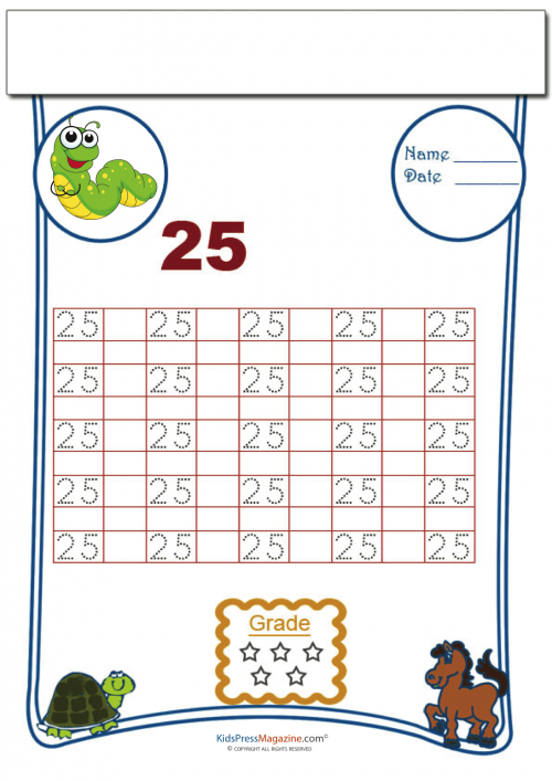 Tracing Numbers - 25 - KidsPressMagazine.com