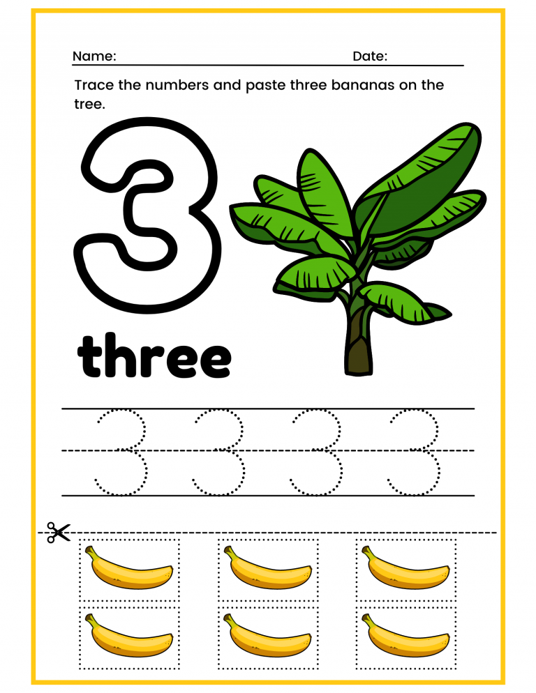 number 3 preschool worksheet