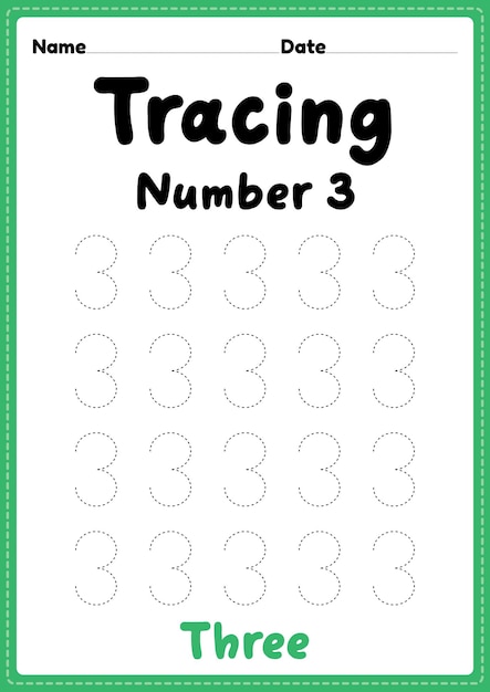 number 3 preschool worksheet