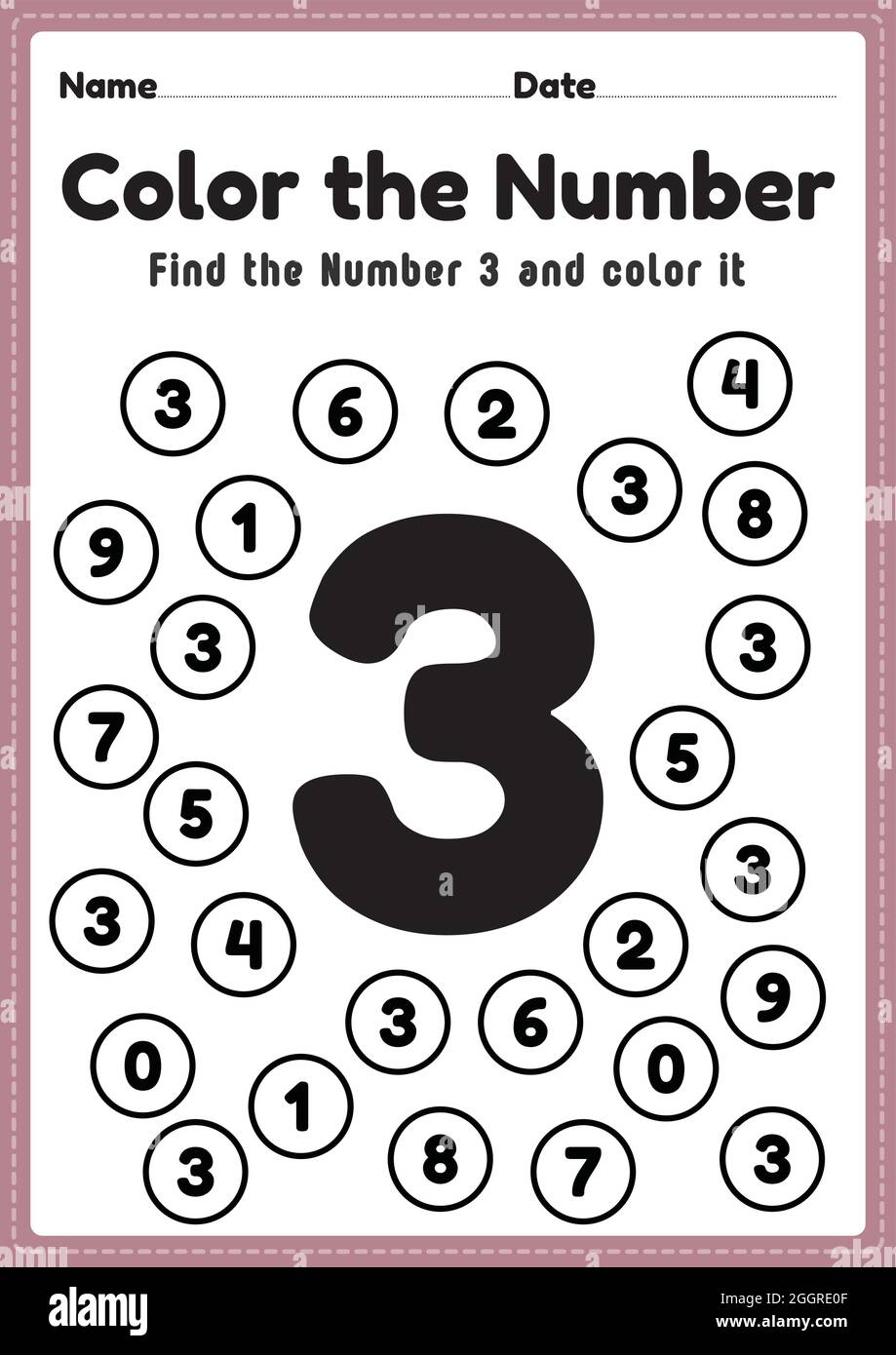 Number worksheet, number 3 worksheet math coloring activities for ...