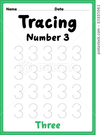 number 3 tracing worksheet for preschool
