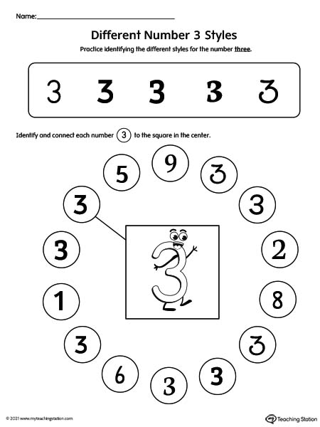 number 3 worksheet for preschoolers