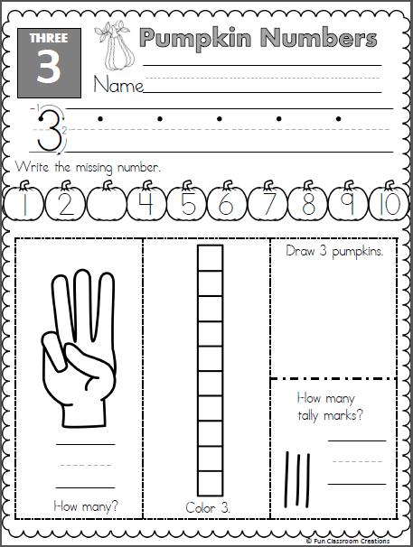 Free Number 3 Worksheet (Harvest Time) | Made By Teachers