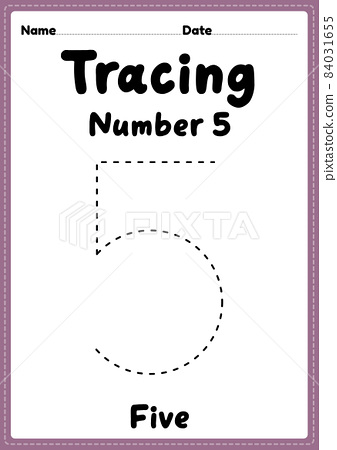 number 5 tracing worksheet for kindergarten
