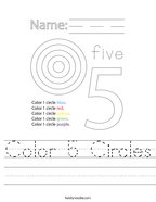 Number 5 Worksheets - Twisty Noodle