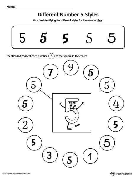 number 5 worksheet for preschool