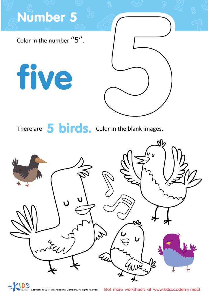 number 5 worksheet for preschoolers