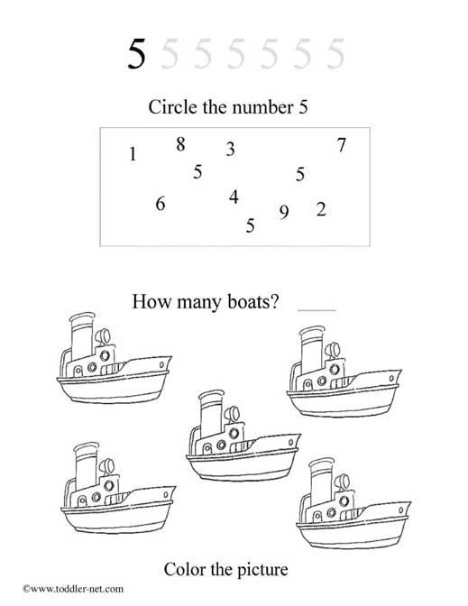 number 5 worksheet for preschoolers