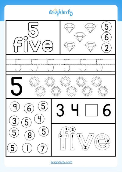 number 5 worksheet for toddlers