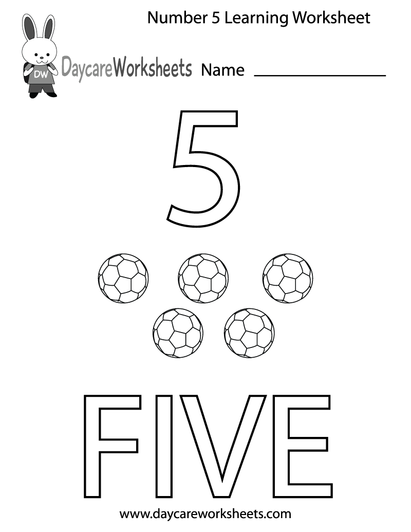 number 5 worksheet for toddlers