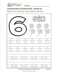 number 6 tracing worksheet